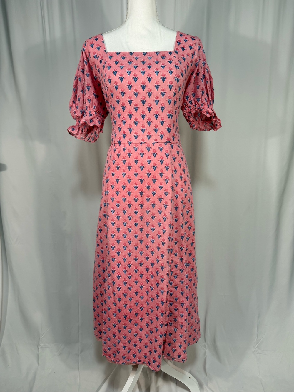 Ivy City Co Pink & Blue Floral Cottagecore Midi Dress Size Large